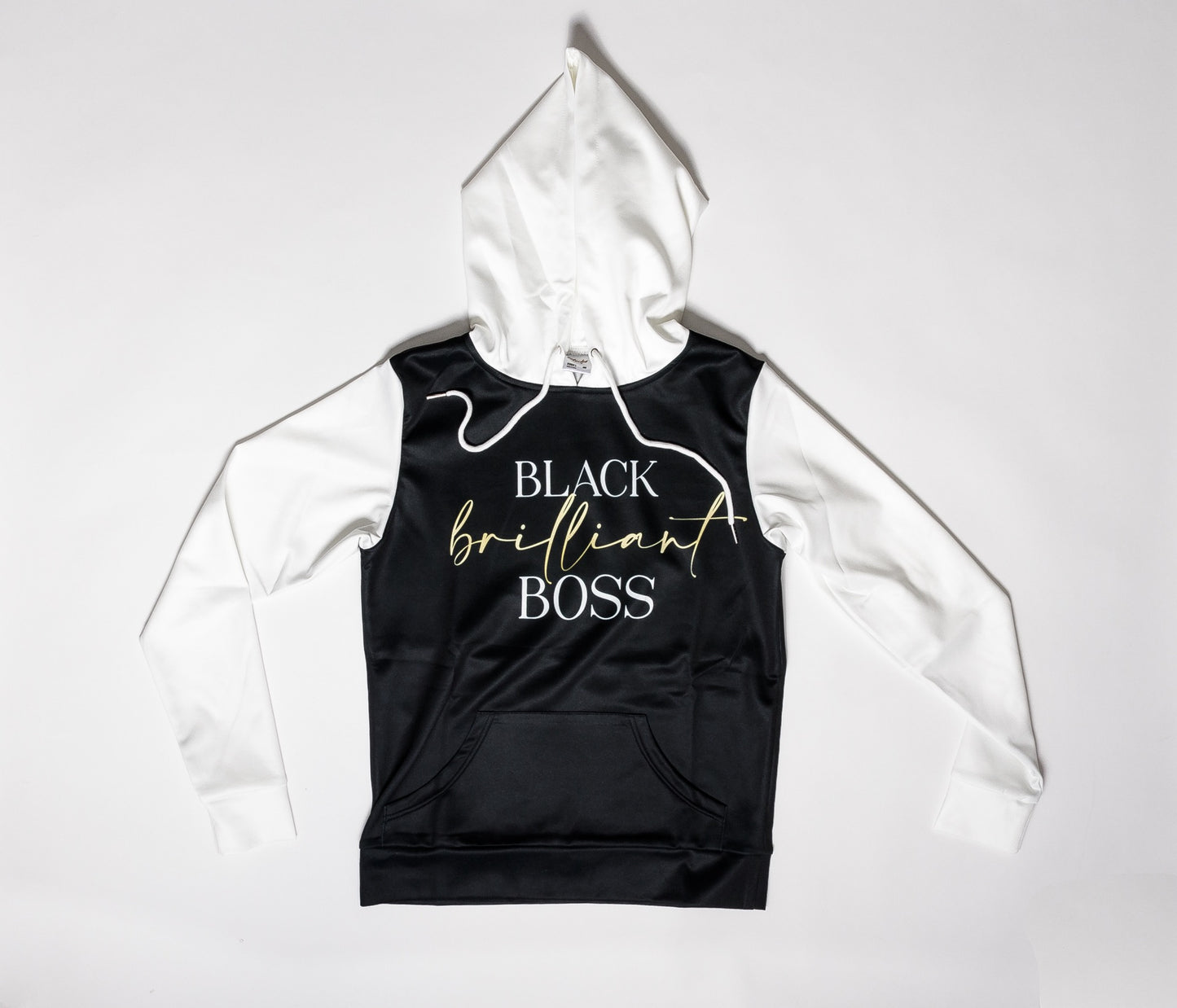 Black Brilliant Boss Two-Tone Silky Hoodie