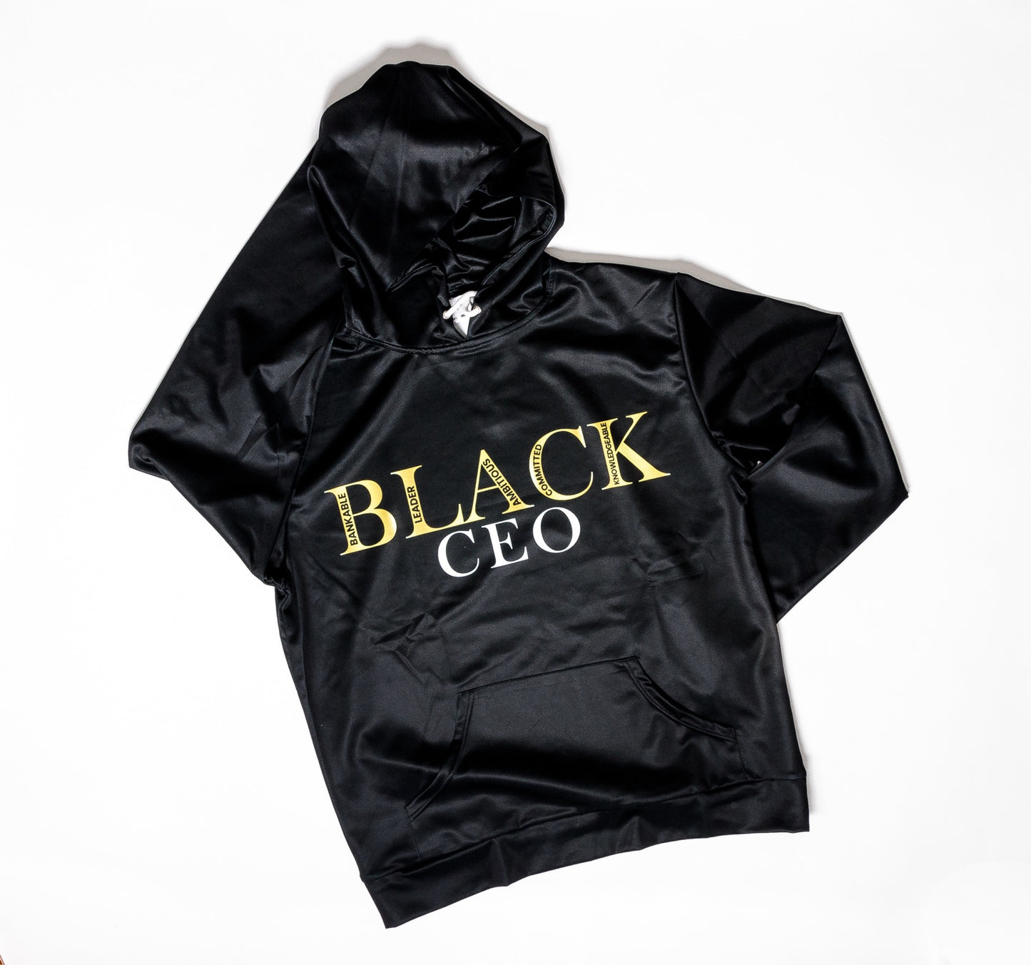 Black CEO Silky Hoodie in Black