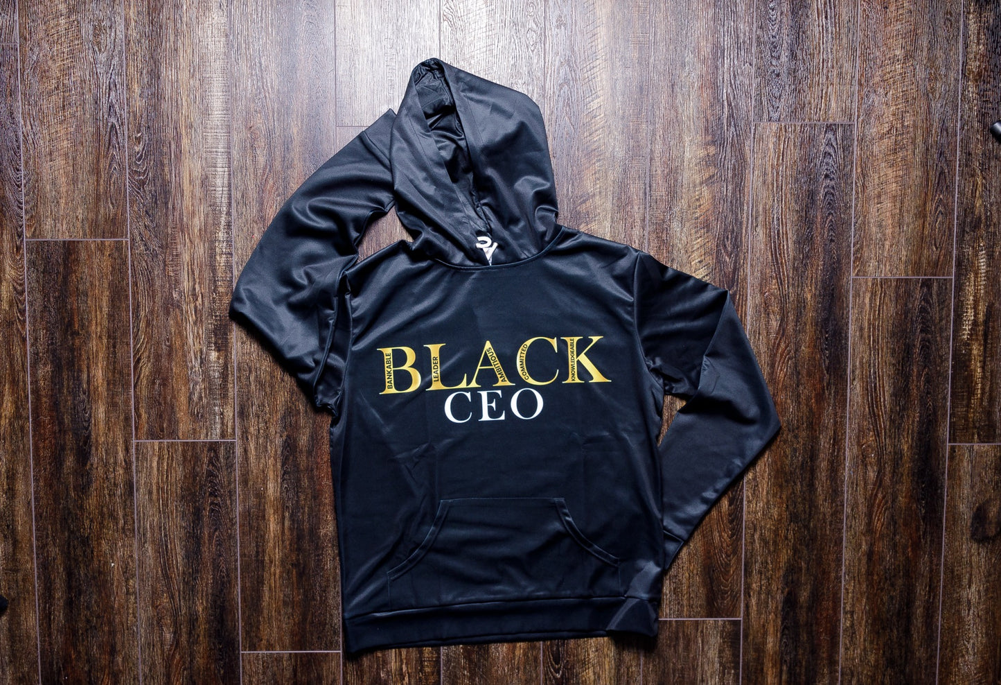 Black CEO Silky Hoodie in Black