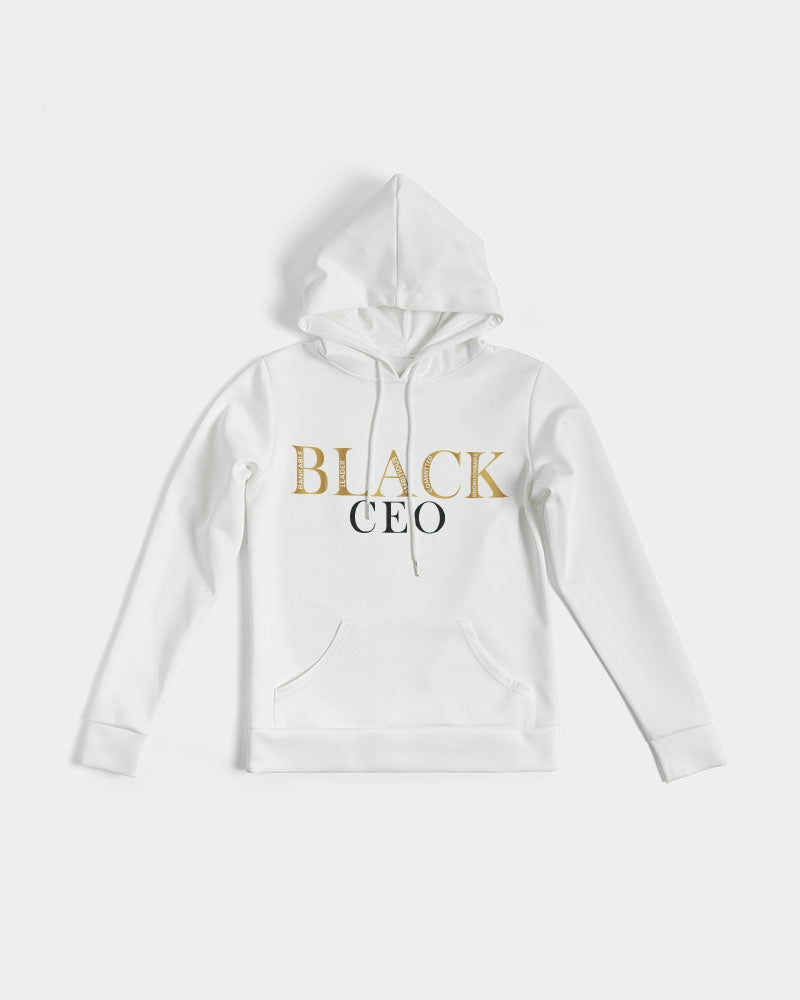 Black CEO Silky Hoodie in White