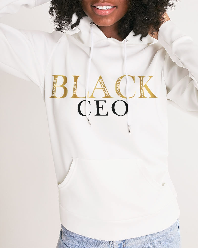 Black CEO Silky Hoodie in White
