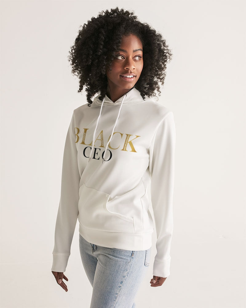 Black CEO Silky Hoodie in White