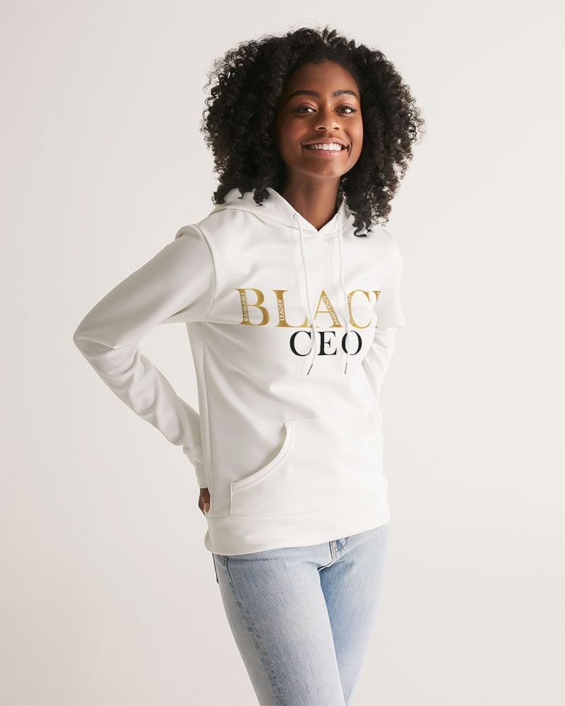 Black CEO Silky Hoodie in White