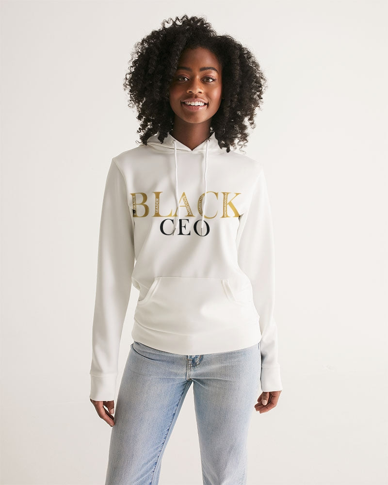 Black CEO Silky Hoodie in White