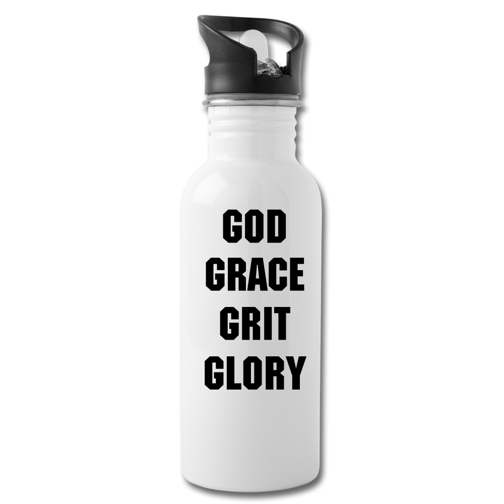 God Grace Grit Glory Water Bottle - white