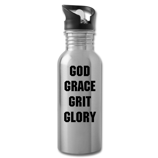 God Grace Grit Glory Water Bottle - silver