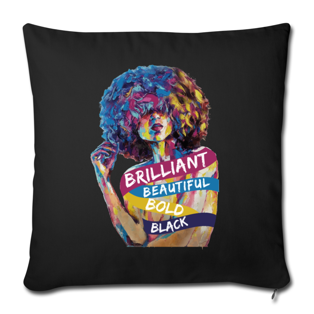 Black Beauty Throw Pillow Cover 18” x 18” - black