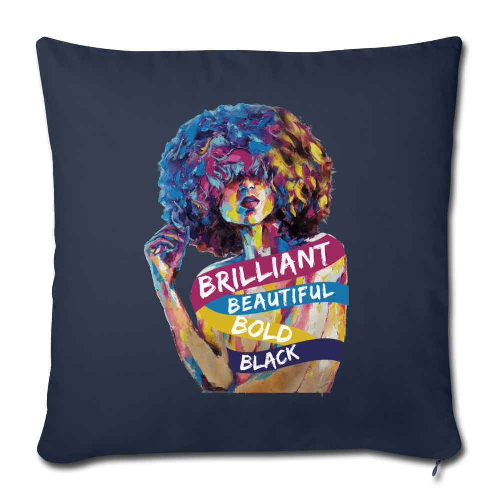 Black Beauty Throw Pillow Cover 18” x 18” - navy