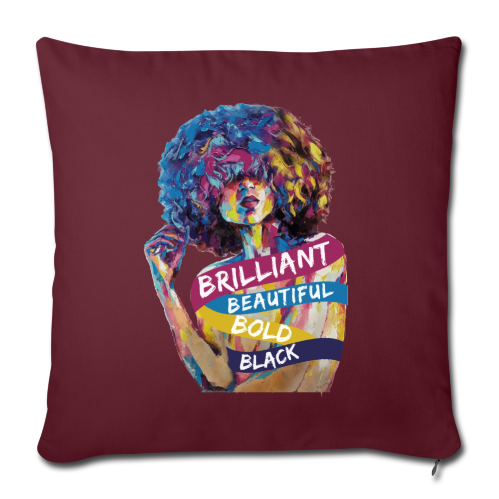 Black Beauty Throw Pillow Cover 18” x 18” - burgundy
