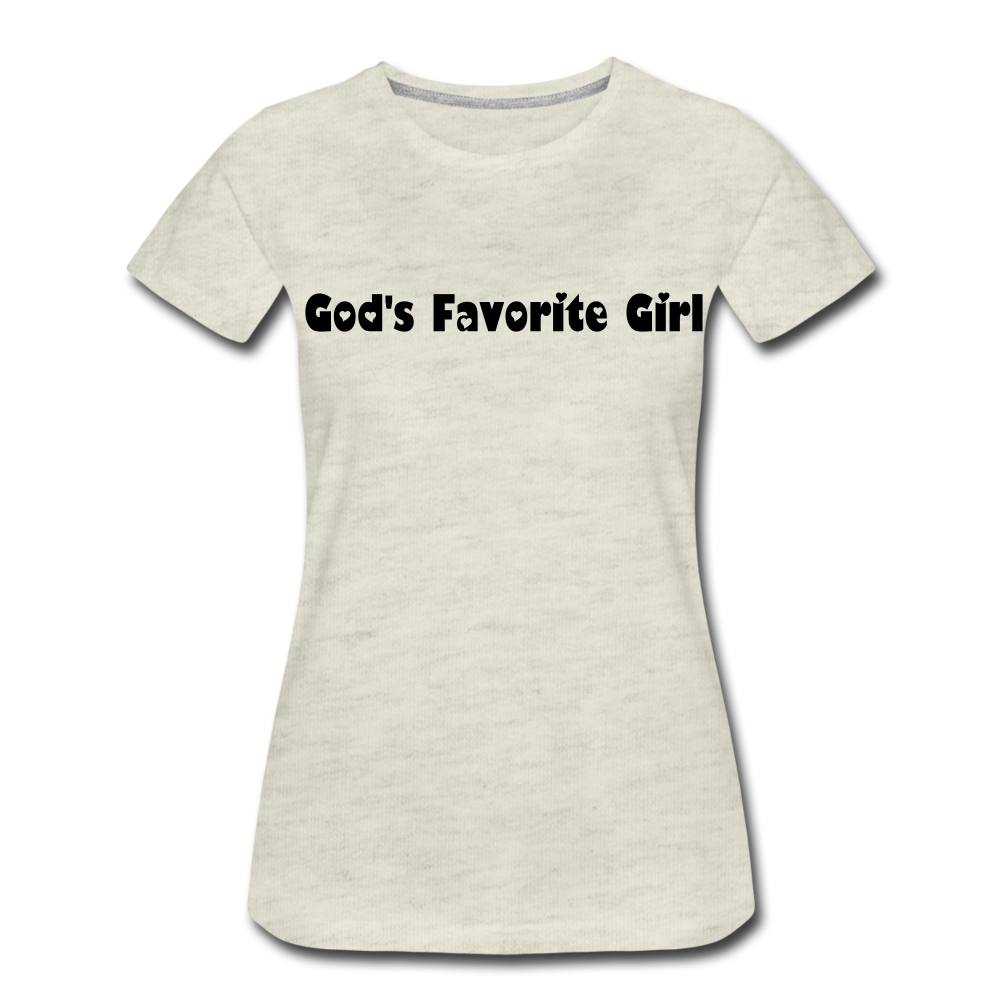 God's Favorite Girl (Hearts) Women’s Cotton Tee - heather oatmeal