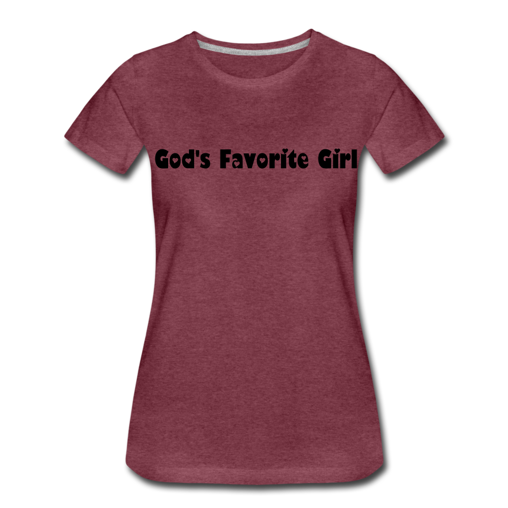God's Favorite Girl (Hearts) Women’s Cotton Tee - heather burgundy