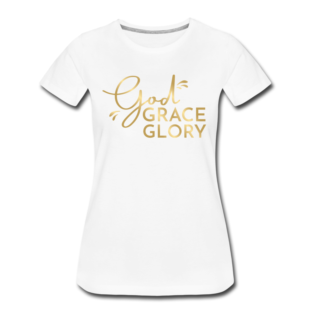God Grace Glory (Gold) Women’s Cotton Tee - white