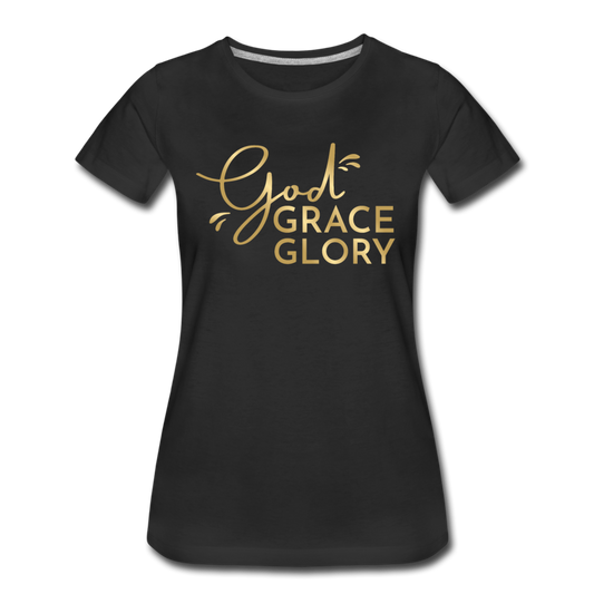 God Grace Glory (Gold) Women’s Cotton Tee - black