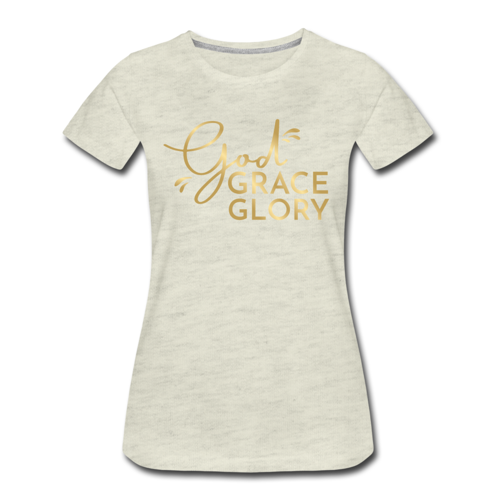 God Grace Glory (Gold) Women’s Cotton Tee - heather oatmeal