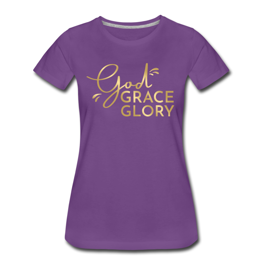 God Grace Glory (Gold) Women’s Cotton Tee - purple