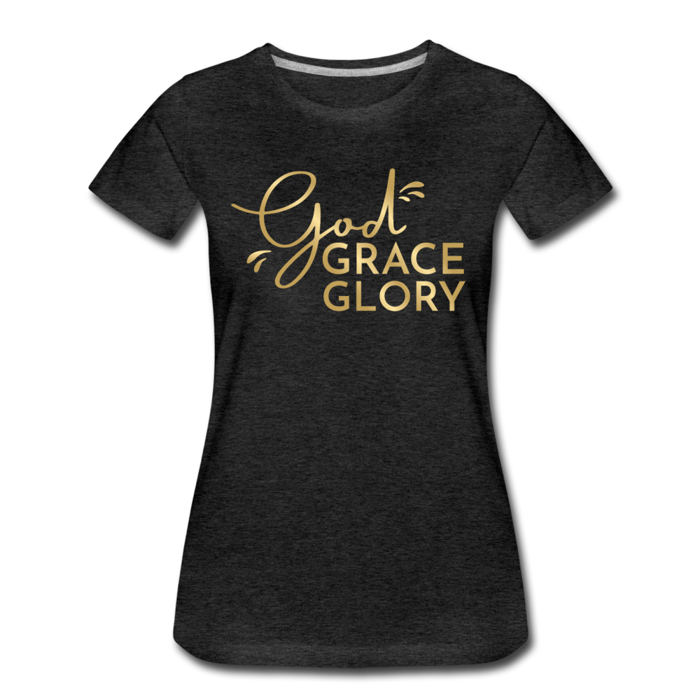 God Grace Glory (Gold) Women’s Cotton Tee - charcoal gray