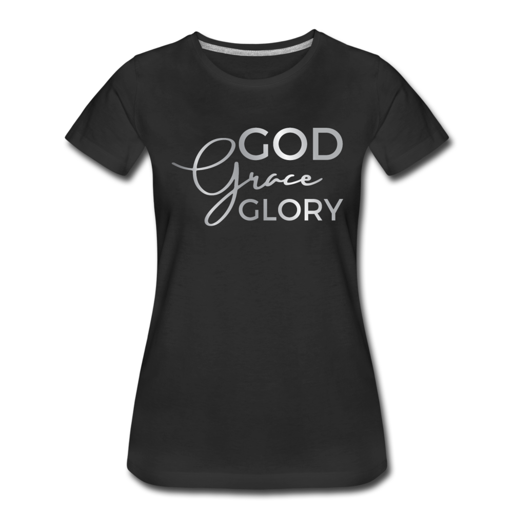 God Grace Glory (Silver) Women’s Cotton Tee - black