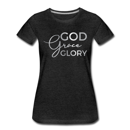 God Grace Glory (Silver) Women’s Cotton Tee - charcoal gray